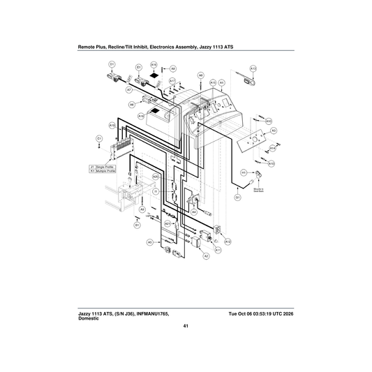 Pride Mobility CLPCBLC1025 clamp cable steel 0.50 inch dia rubber coated parts diagram