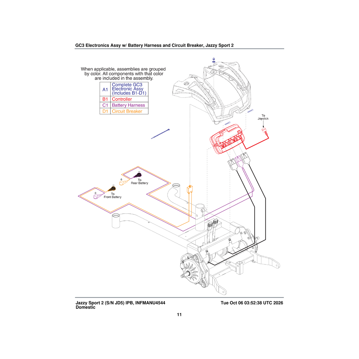 Pride Mobility CTL123550 controller gc3 assembly 40 amp with jazzy sport program parts diagram