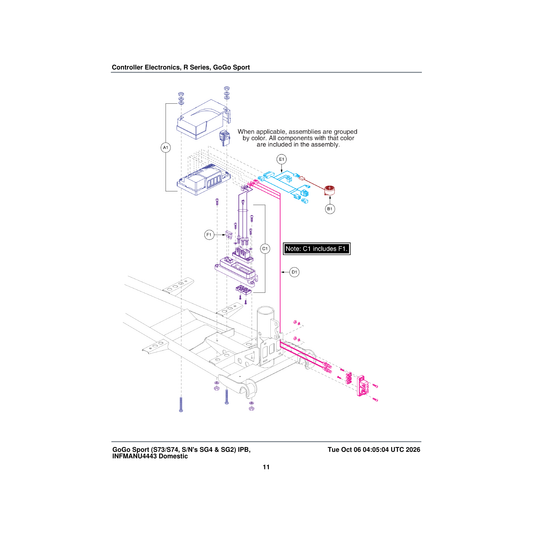 Pride Mobility CTL139171 assembly controller dynamic v3.02 50amp parts diagram