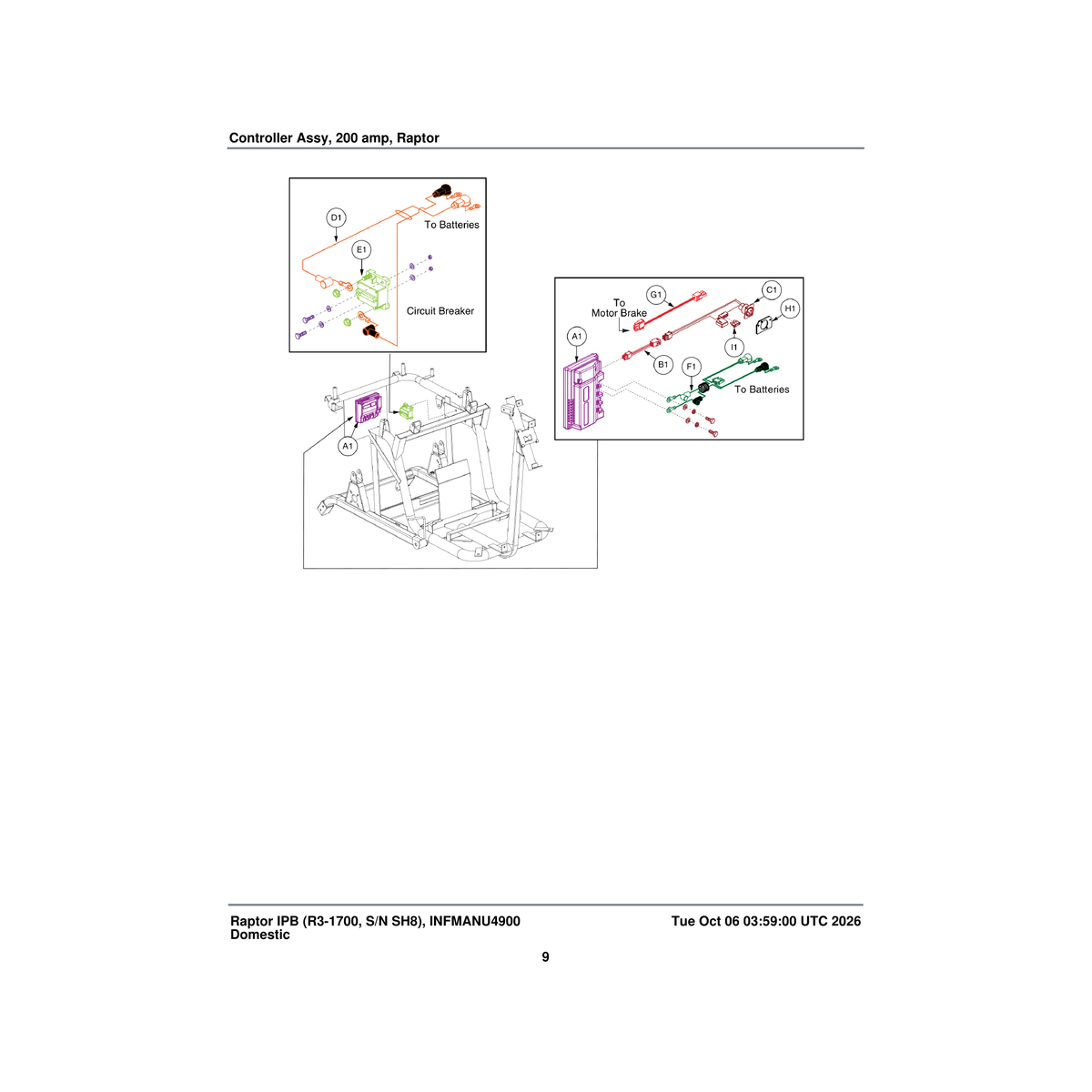 Pride Mobility CTL1701767 200 amp controller assembly parts diagram