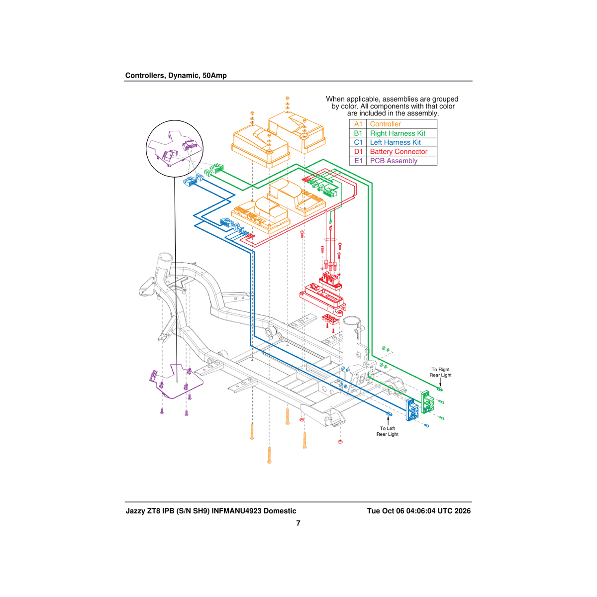 Pride Mobility CTL1703440 controller assembly dynamic v2.07 50amp parts diagram