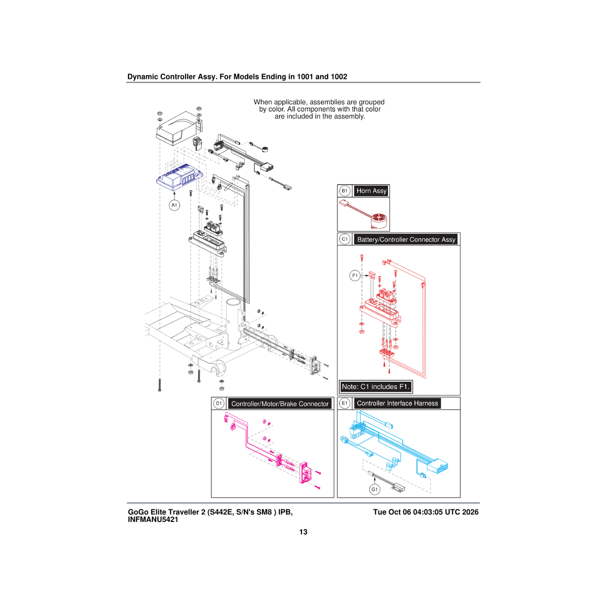 Pride Mobility CTL1810542 dynamic controller assembly 50 amp delta tiller parts diagram
