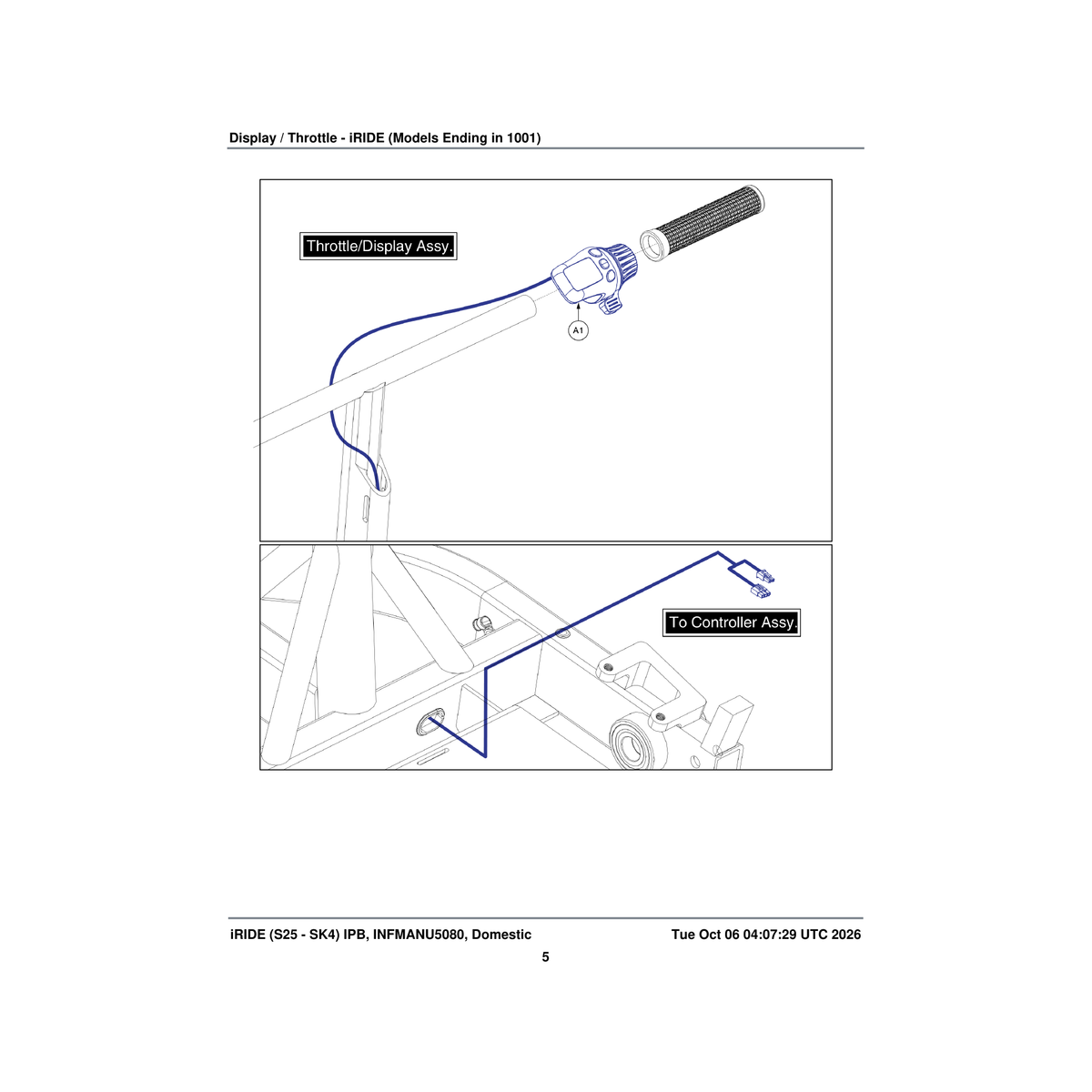 Pride Mobility CTL1903809 display/throttle with harness-mph parts diagram