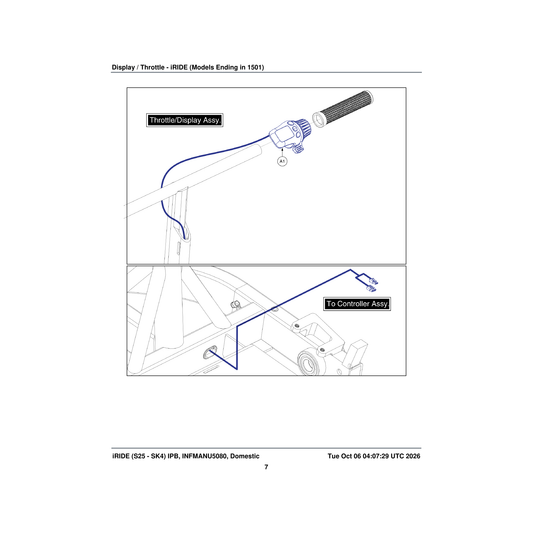 Pride Mobility CTL2008297 display/throttle with harness-mph parts diagram