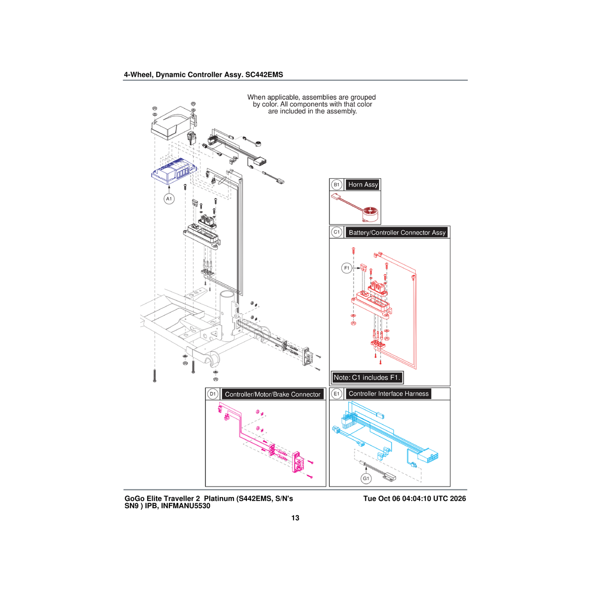 Pride Mobility CTL2305231 dynamic controller assembly 50 amp delta tiller parts diagram