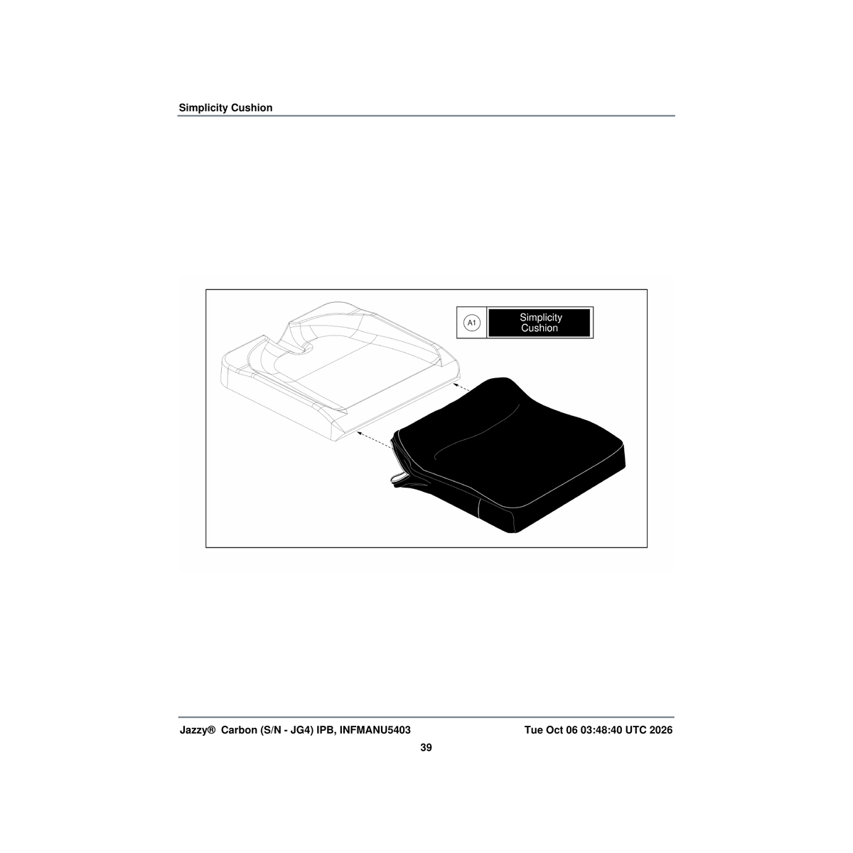 Pride Mobility CUS2204406 simplicity cushion assembly carbon parts diagram