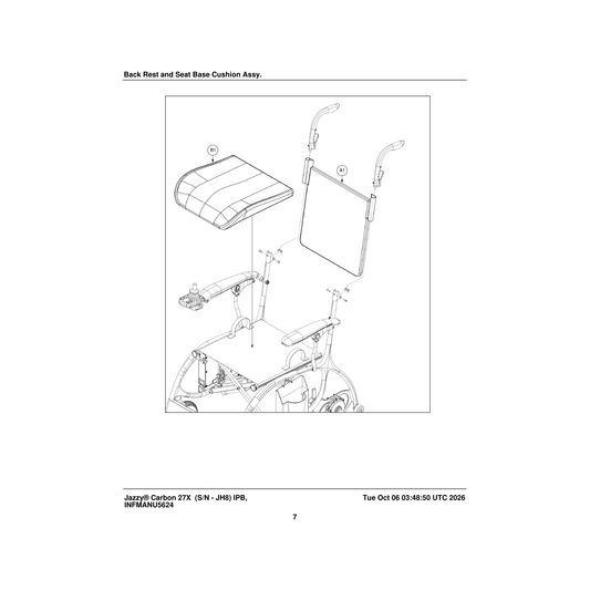 Pride Mobility CUS2402868 18 inch x18 inch cushion assembly pride logo jazzy ultra light(hp200-75) parts diagram