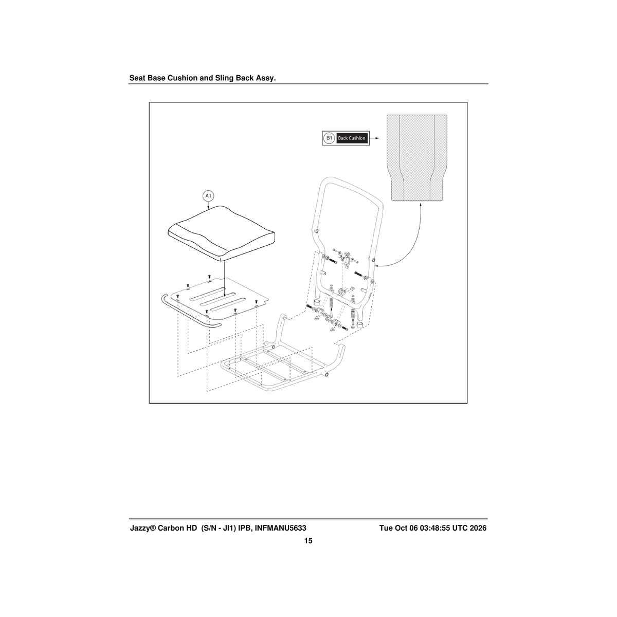 Pride Mobility CUS2506188 seat cushion (innuovo: d0800191) parts diagram