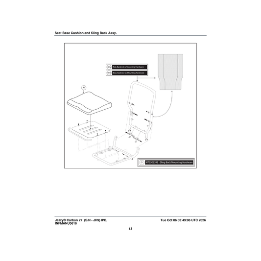Pride Mobility CUS2506385 seat cushion (innuovo: d0200863) parts diagram
