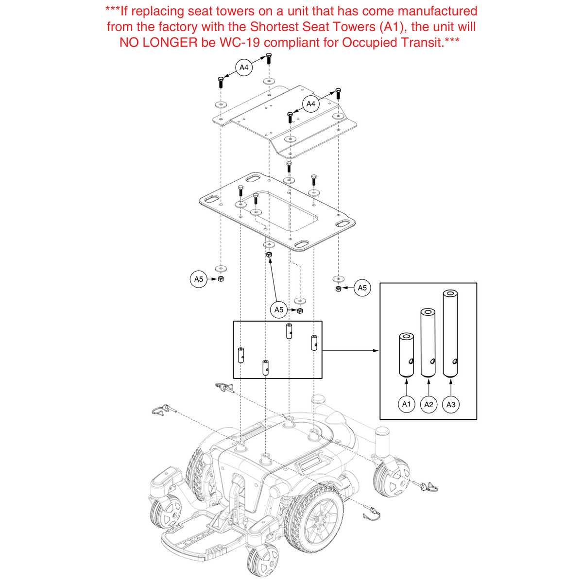 Pride Mobility DEC8120018 decal not rated for occupied transport power chair parts diagram
