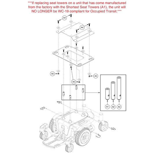 Pride Mobility DEC8120018 decal not rated for occupied transport power chair parts diagram