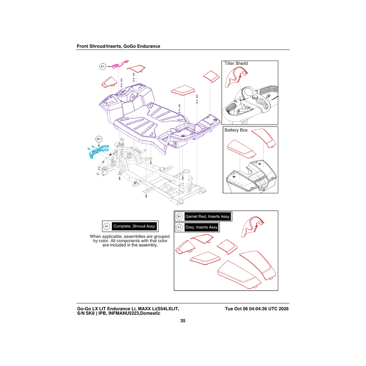Pride Mobility DGN131286 front fender tiller insert 4 wheel parts diagram