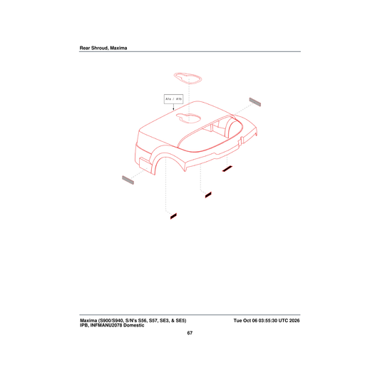 Pride Mobility DGN134450 rear body shroud assembly candy apple red parts diagram