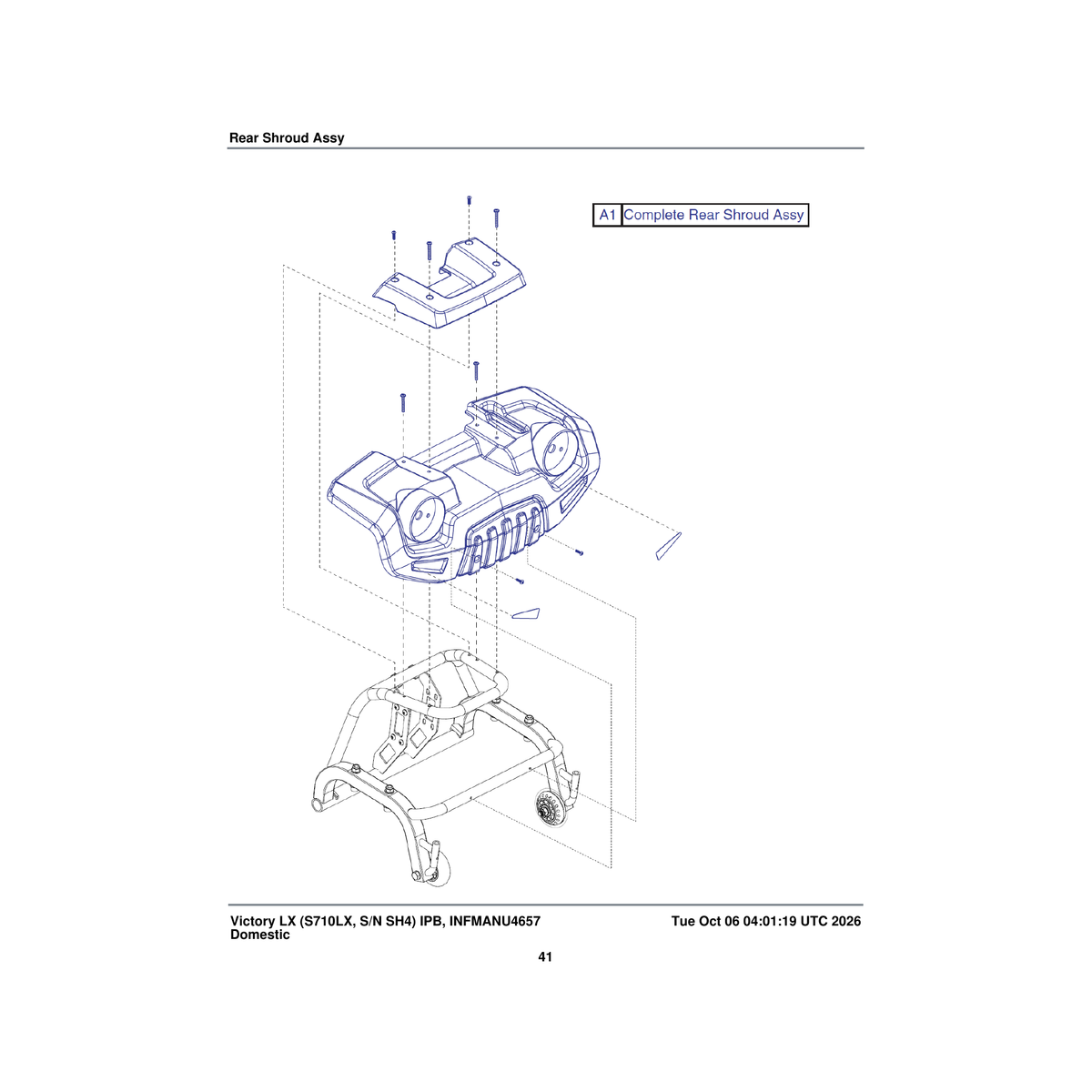 Pride Mobility DGN138566 rear body shroud assembly victory lx parts diagram