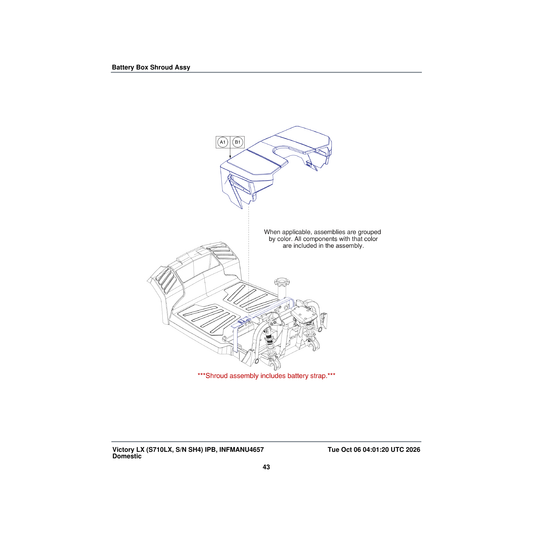 Pride Mobility DGN143068 battery box shroud assembly true blue victory lx parts diagram