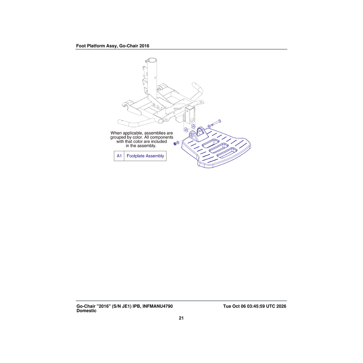 Pride Mobility DGN153696 foot platform assembly go chair parts diagram