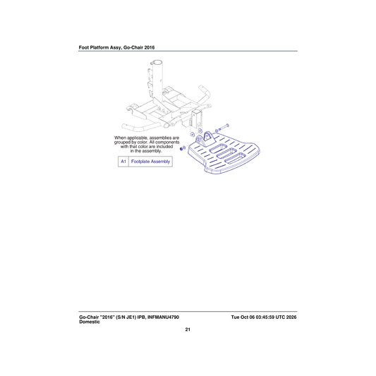 Pride Mobility DGN153696 foot platform assembly go chair parts diagram