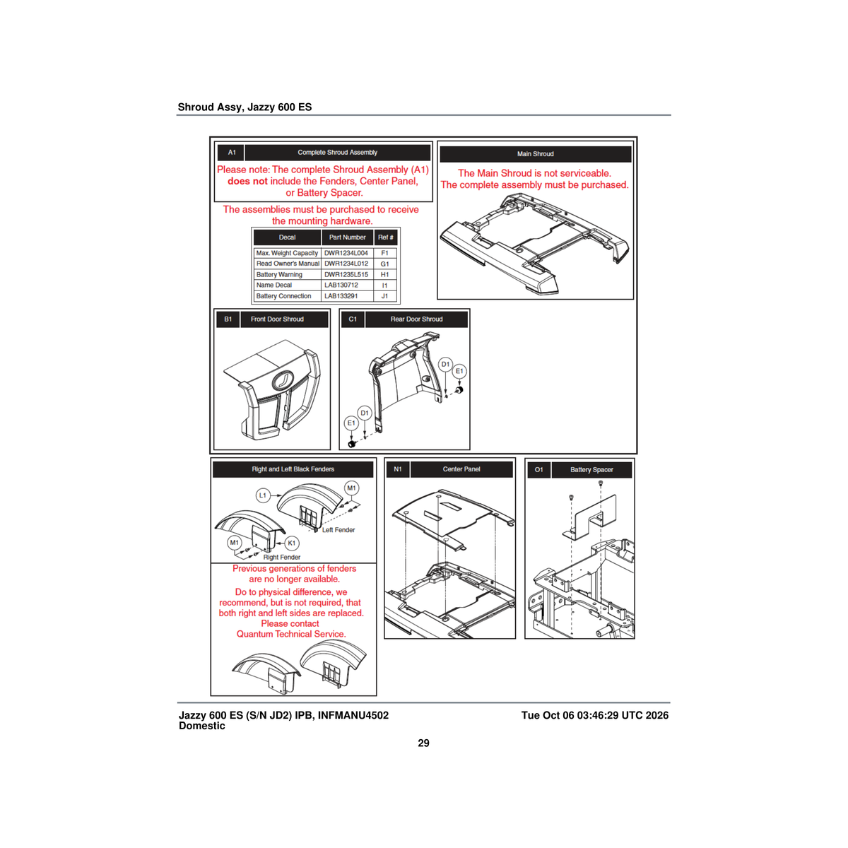 Pride Mobility DGN155720 left fender ilevel parts diagram