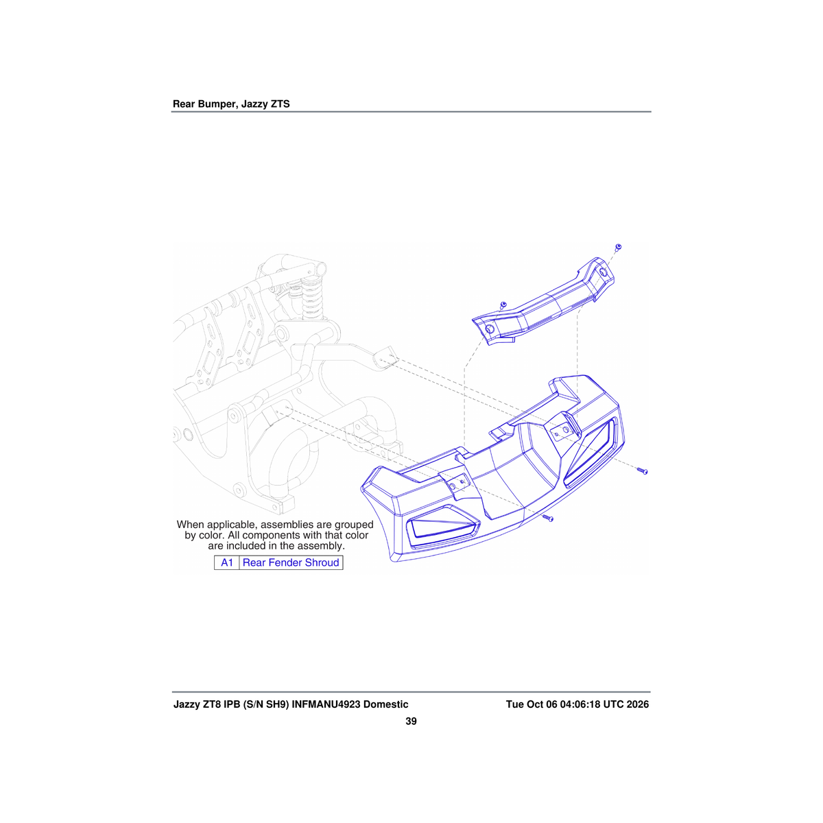 Pride Mobility DGN1700956 rear fender shroud assembly black parts diagram