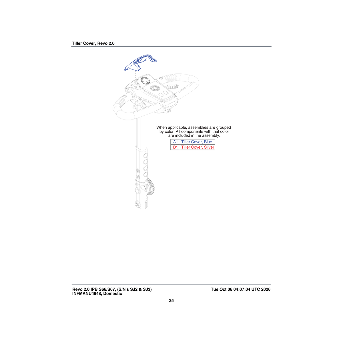 Pride Mobility DGN1701382-PBU9 tiller cover parts diagram