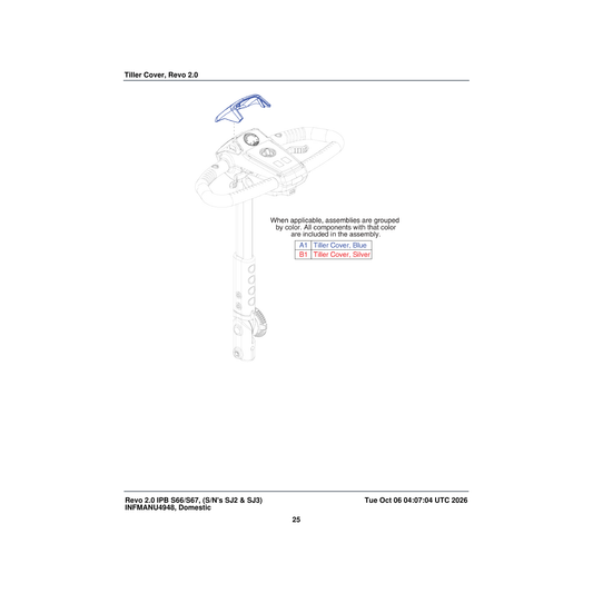 Pride Mobility DGN1701382-PSL3 tiller cover parts diagram