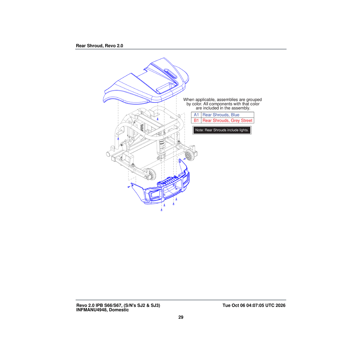 Pride Mobility DGN1706214 shroud.assembly rear true blue parts diagram