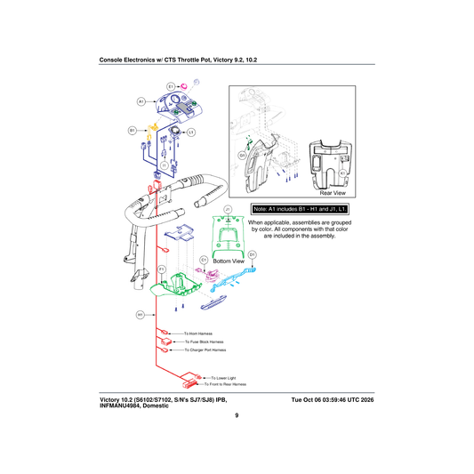 Pride Mobility DGN1706495 tiller console bottom parts diagram