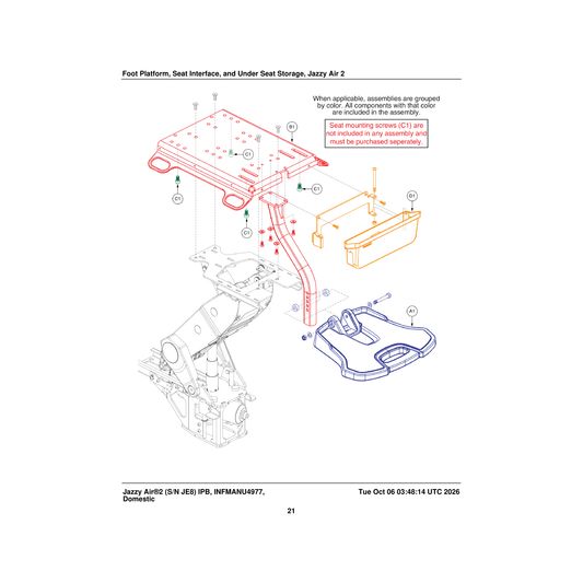 Pride Mobility DGN1806840 storage assembly jazzy air 2 parts diagram