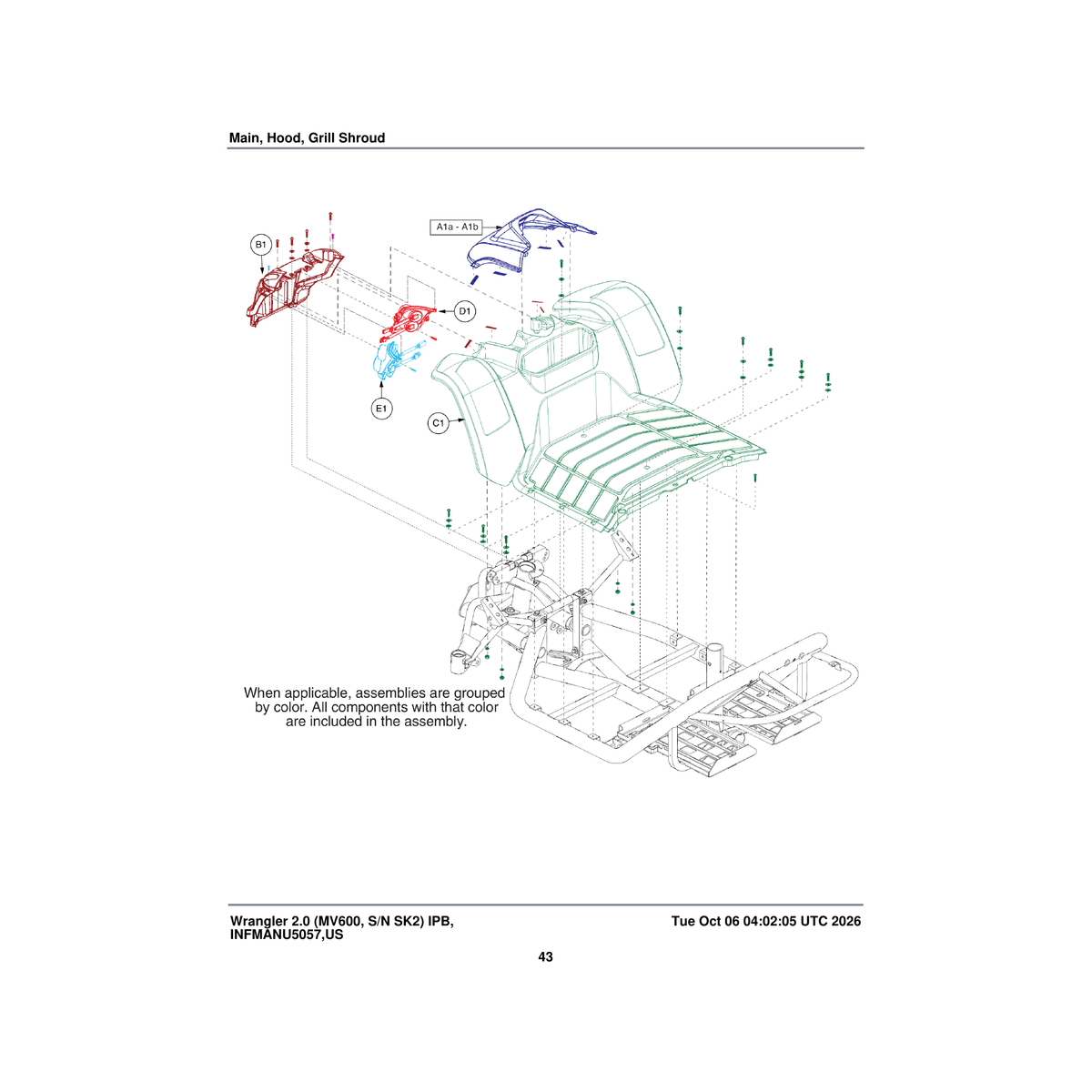 Pride Mobility DGN1809155 hood shroud assembly stone grey matte parts diagram