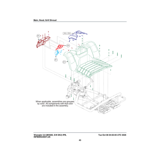 Pride Mobility DGN1809155 hood shroud assembly stone grey matte parts diagram