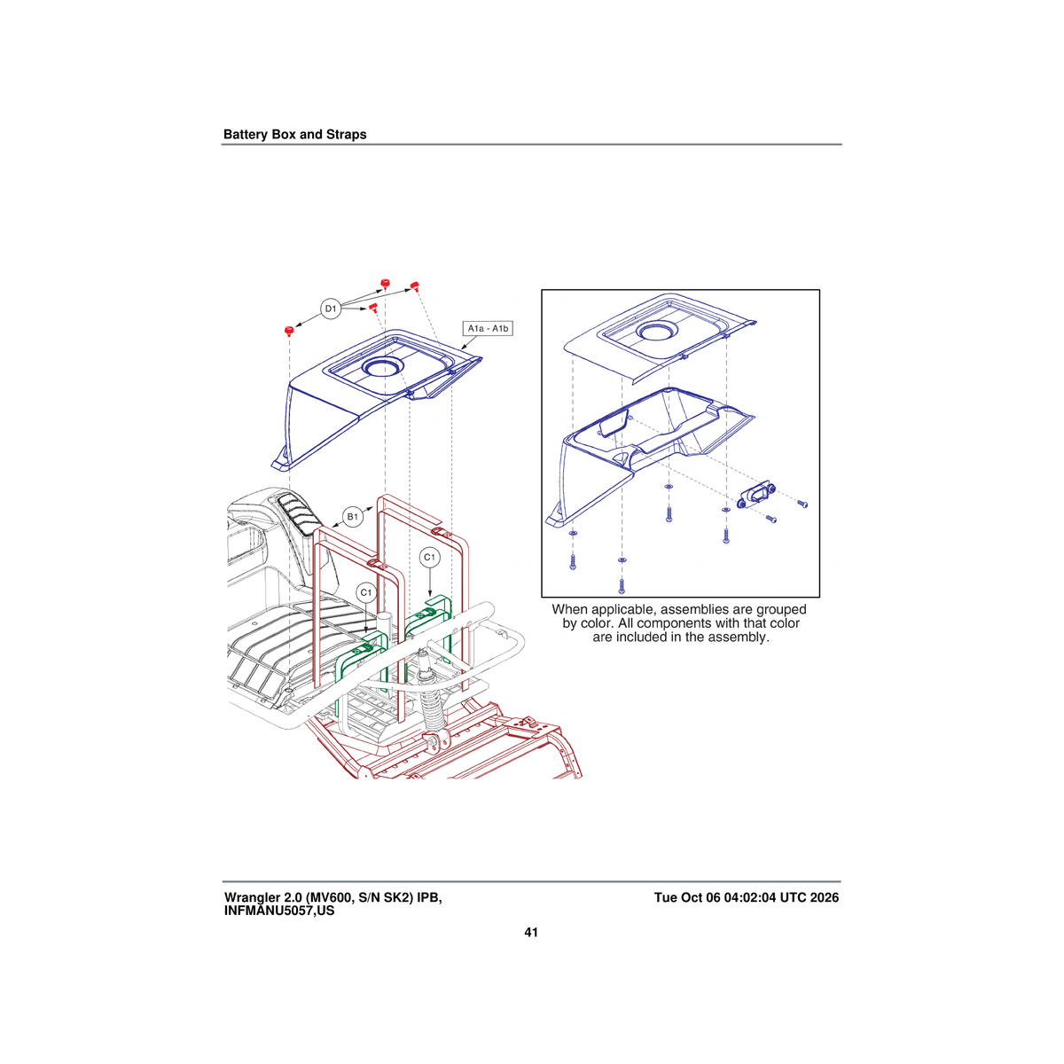 Pride Mobility DGN1809160 battery box shroud assembly stone grey matte phase 2 parts diagram