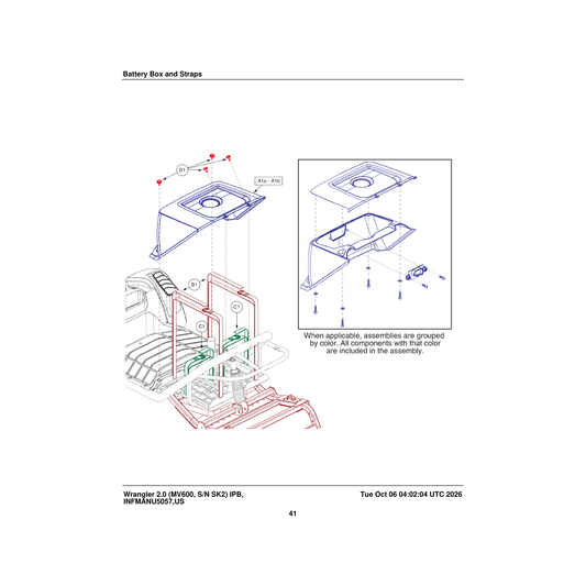 Pride Mobility DGN1809160 battery box shroud assembly stone grey matte phase 2 parts diagram