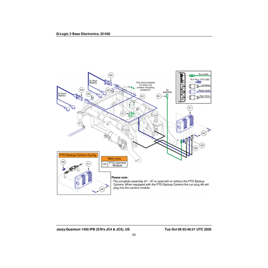 Pride Mobility DGN1901203 over-mold run receptacle 4-circuit parts diagram