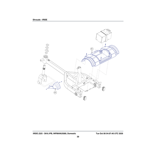 Pride Mobility DGN1904469 rear shroud assembly with hardware parts diagram
