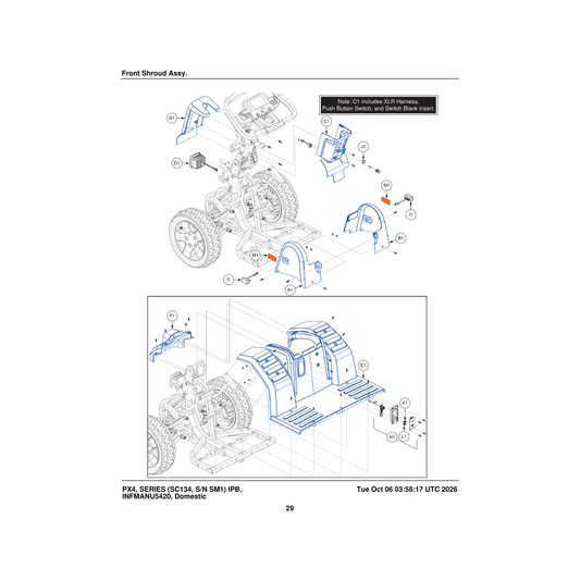Pride Mobility DGN2000677 tiller cover front assembly parts diagram