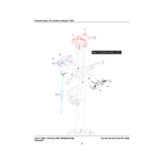 Pride Mobility DGN2000768 bottom front console assembly parts diagram