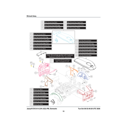 Pride Mobility DGN2003699-TWT1 battery door upper pct-wht-01 parts diagram