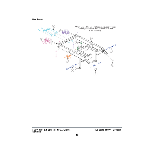 Pride Mobility DGN2004010 frame bumper parts diagram