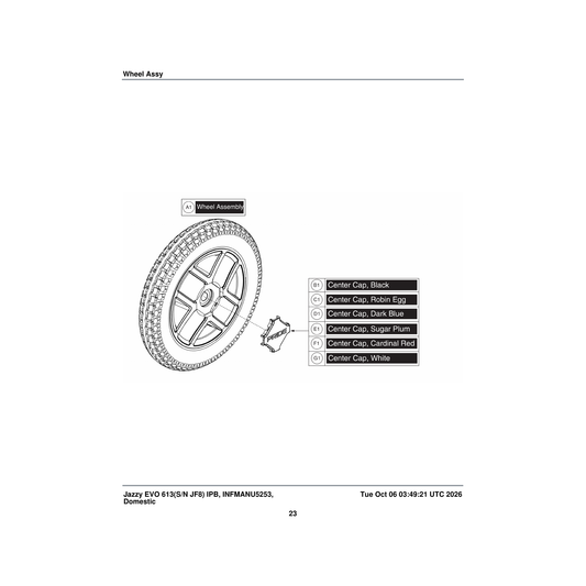 Pride Mobility DGN2005418-TPR3 center cap pride logo pct-prp-03 parts diagram