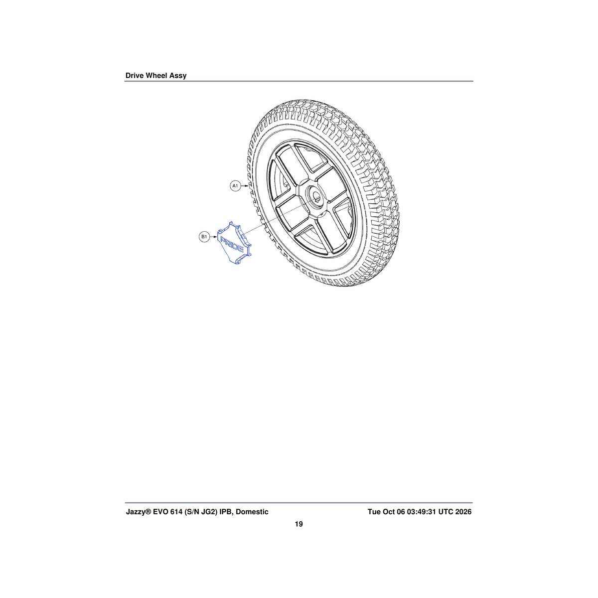 Pride Mobility DGN2005547 wheel assembly 14 inch parts diagram