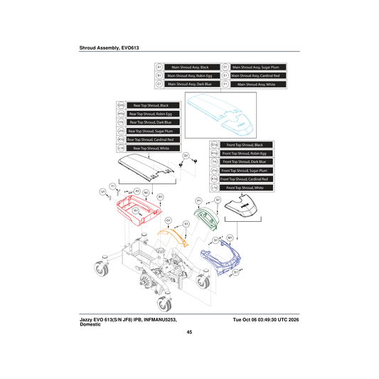 Pride Mobility DGN2005643-TBU3 top shroud rear-pct-blu-03 parts diagram
