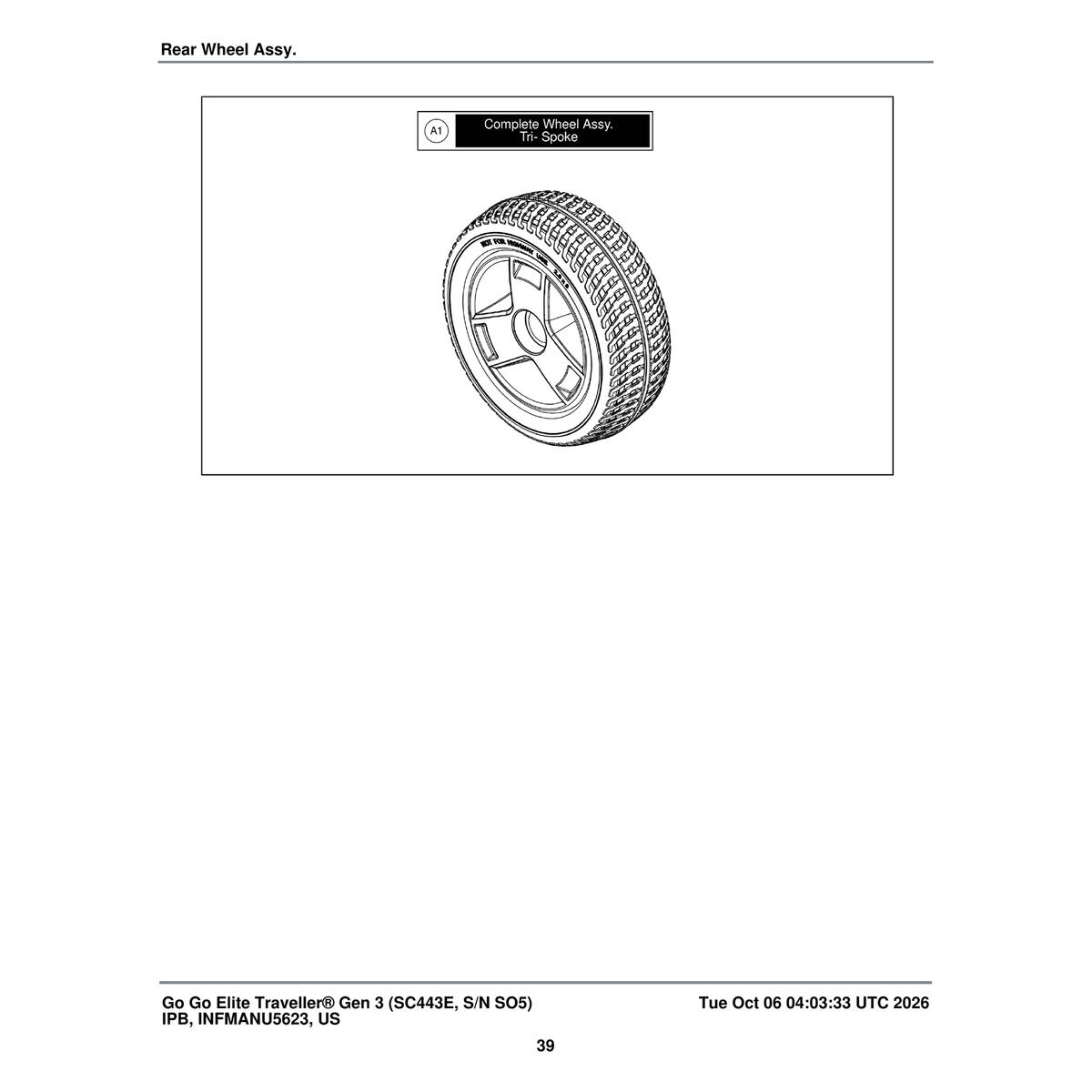 Pride Mobility DGN2102156 Rear Wheel Assembly parts diagram