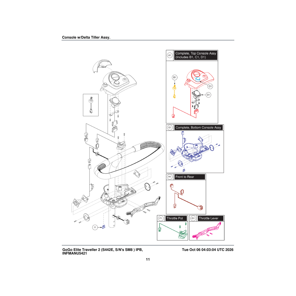 Pride Mobility DGN2106304 console bottom shroud assembly black version 2 parts diagram