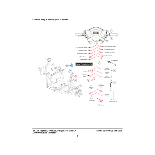 Pride Mobility DGN2203406 rear with console and switches console shroud assembly parts diagram
