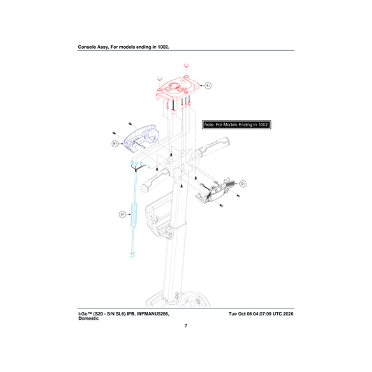 Pride Mobility DGN2206283 top console assembly parts diagram