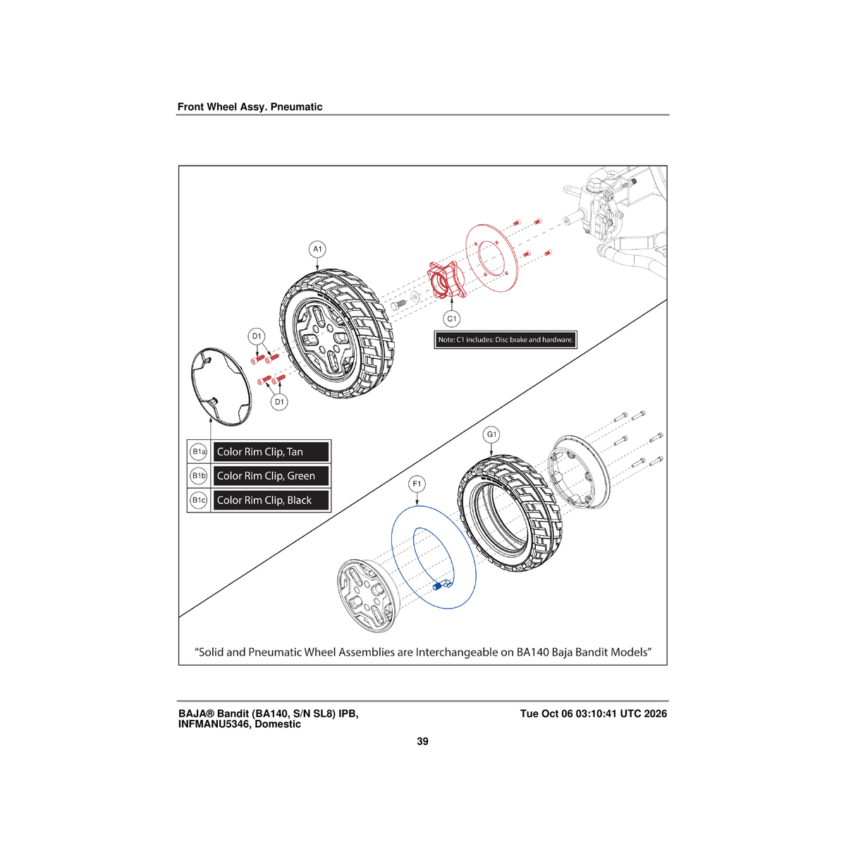 Pride Mobility DGN2206695 tire front pneumatic parts diagram