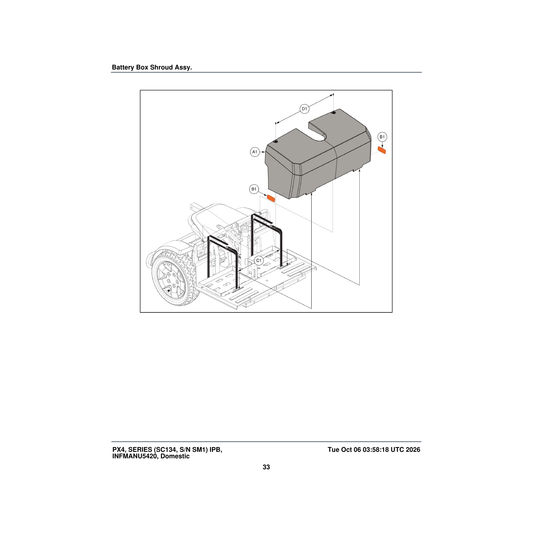 Pride Mobility DGN2206880 assembly battery box cover parts diagram