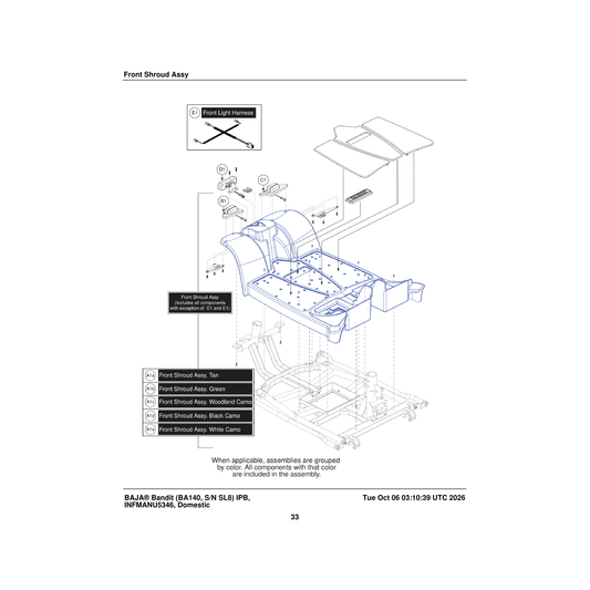 Pride Mobility DGN2207331 shroud.assembly front 4-wheel grn parts diagram