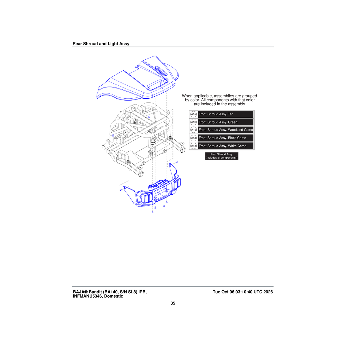 Pride Mobility DGN2207336 shroud assembly rear grn parts diagram