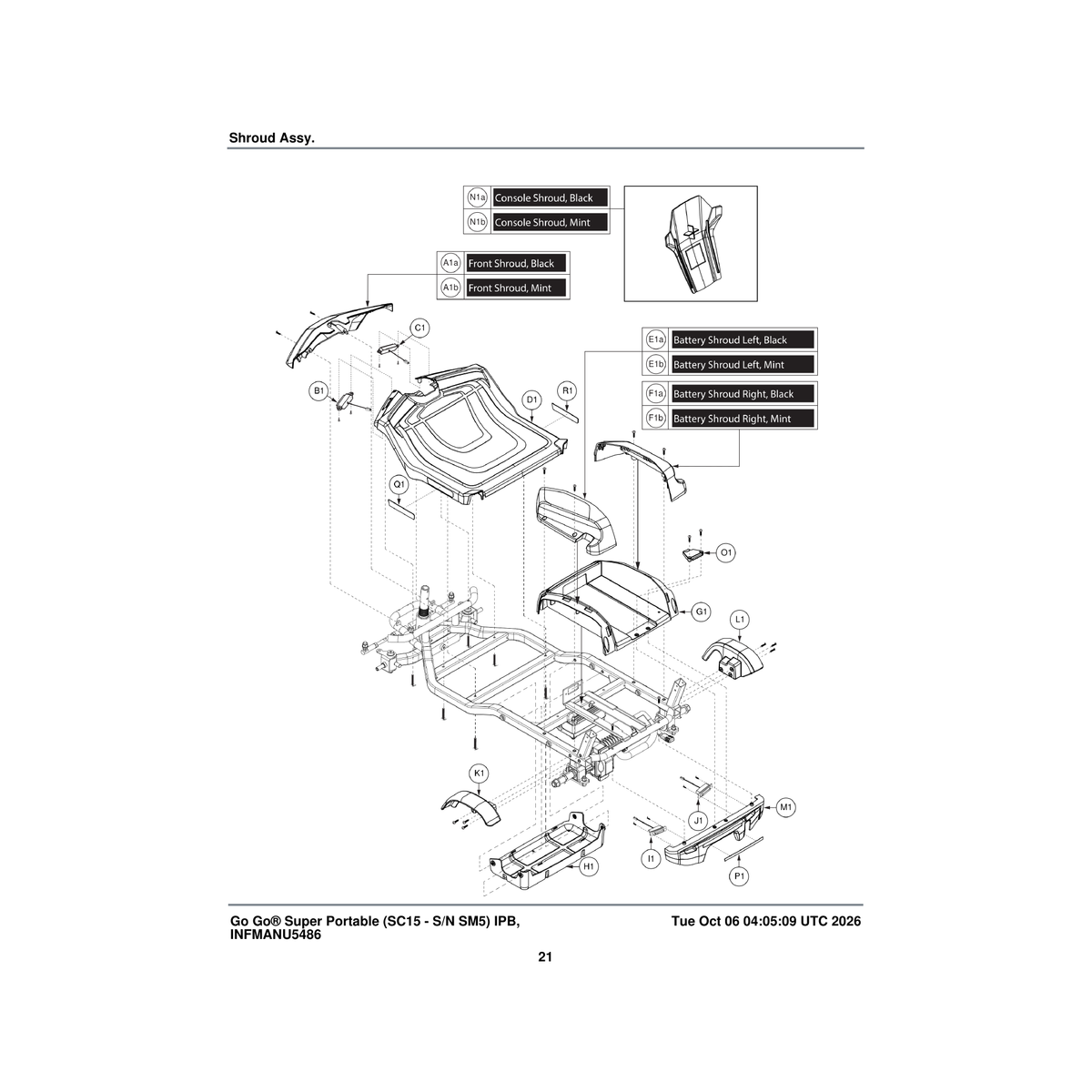 Pride Mobility DGN2301758 bumper parts diagram
